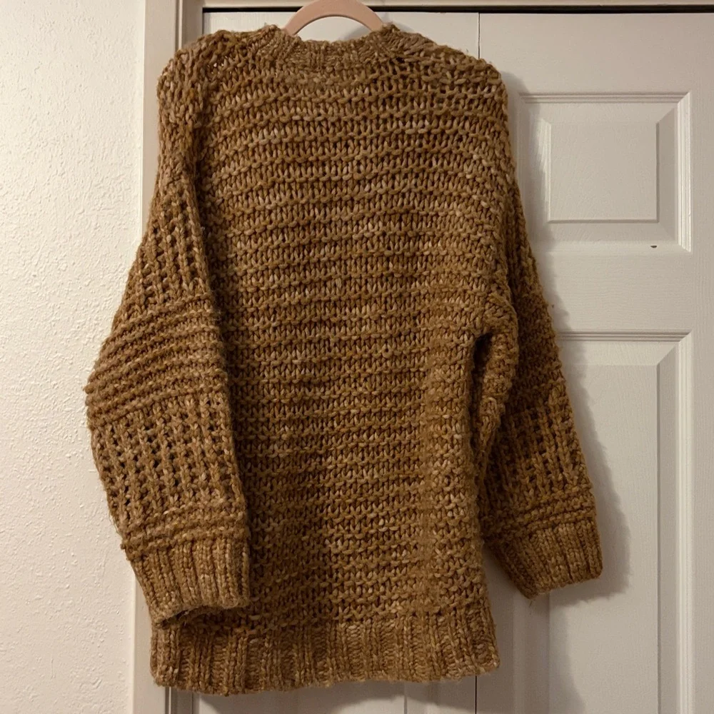 Mango MNG Chunky Knit Wool Blend Knit Sweater in Tan